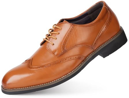 Hoefirm kostymskor herr läderskor snörskor eleganta herrskor oxford skor vintage brogues, BRUN, 45 EU