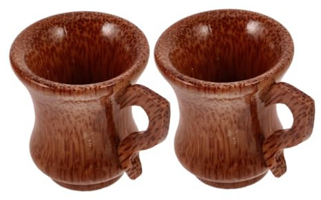 TOPBATHY 2stücke Holzweinbecher Aus Kokosnussholz Natürliche Maserung Für Wein Kaffee Tee Und Andere Getränke Runder Rand Für Angenehmes Trinken Vielseitig Und Praktisch Für Zuhause Und Bür