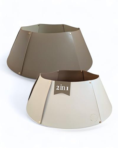 Livlig53 Weihnachtsbaum Kragen, hochwertiger Weihnachtsbaum Rock aus Kunstleder, Weihnachtsbaumständer Abdeckung im 2in1 Design, Zweiseitiger Weihnachtsbaum Korb, Weihnachtsbaum Rock Beige I Braun
