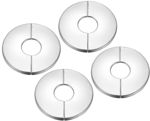PATIKIL Rohrabdeckung Wand Split Flansch 28mm, 4 Stück Rohrmanschette Abdeckrosette Edelstahl Runde Selbstklebende Wasserhahn für Wandabdeckung Küchen Badezimmerarmaturen, Silber
