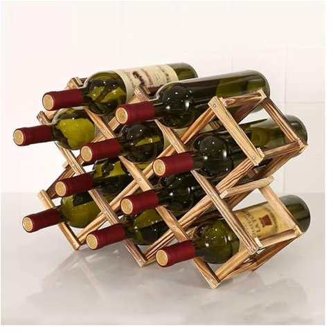 Klappbares Weinregal aus Massivholz, Tischhalter für Zuhause, Küche und Barschränke, Diamantförmiger Weinnizer