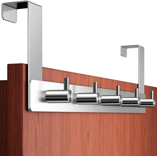 Menz Appendiabiti da Porta, Colore Argento - Attaccapanni da Porta per Ogni Luogo, Appendino Robusto con Elevata Capacità di Carico, Utili Ganci