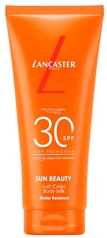 Lancaster Sun Beauty Body Milk SPF30 100ml, Photoaging Control, Broad Spectrum Sun Protection, Lightweight Texture & Non-Greasy, Water Resistant Formula, Suitable for All Skin Types, Vegan