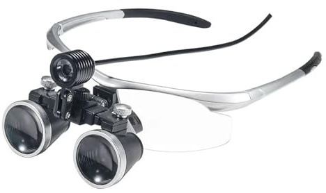 LED-Binokular-Zahnlupen, Am Kopf Montiertes Orale Gerät Mit Abnehmbarem Scheinwerfer, Höhenverstellbar, 51–68 Mm. Passen Sie Den Augenabstand Und Den Arbeitsabstand 320–420 Mm Für Den Zahnarzt An