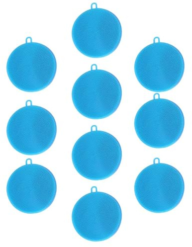 Silikon-Geschirrschwamm-Set – 10 x Silikon-Geschirrspülbürsten-Set, wiederverwendbarer Geschirrschrubber, Küchenschwämme, Schwämme, Schrubber, spülmaschinenfeste Waschbürste für Küche, Geschirr, Obst