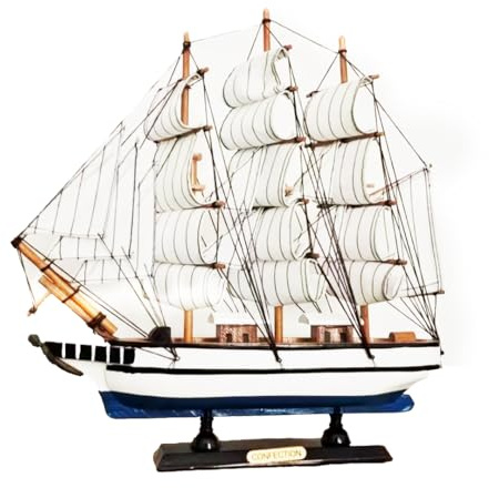 Stgbcst Segelboot Deko Holz Meer Schiff Modell für Büro Desktop (30cm-2)