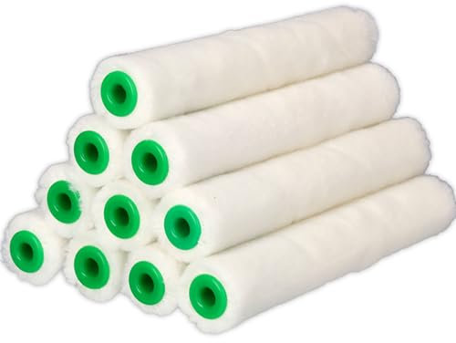 ToolSpace 10x Velor Inserts for Rollers - Set of 10 pieces - 15 cm - short fleece - for smooth surfaces - two-component paints, resins - For floors, parquet floors - DIY painting, varnishing