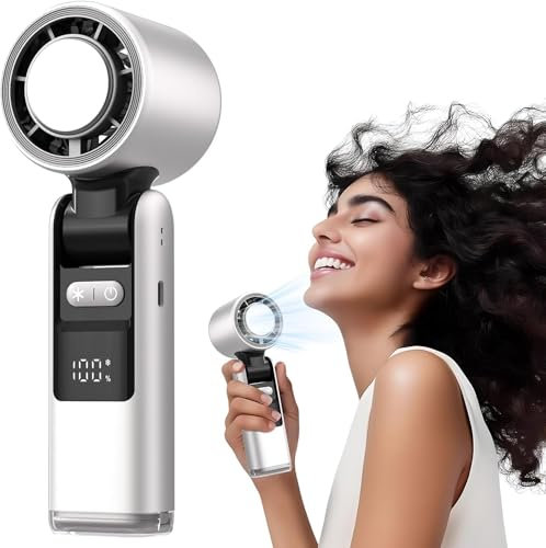 Portable Handheld Cooling Ice Fan, Speed(1-100) Adjustable Mini Turbo Fans, 4000mah Battery Usb Rechargeable Personal Fans, Led Digital Display, 3 In 1 Foldable Fan For Travel,Camping,Outdoor,Office