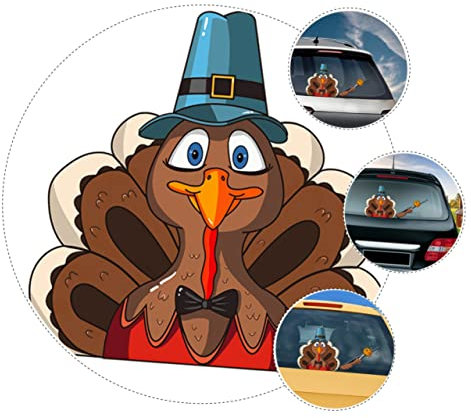 BUGUUYO Thanksgiving Day Turkey Windshield Wiper Sticker Removable Car Decor 1 Set