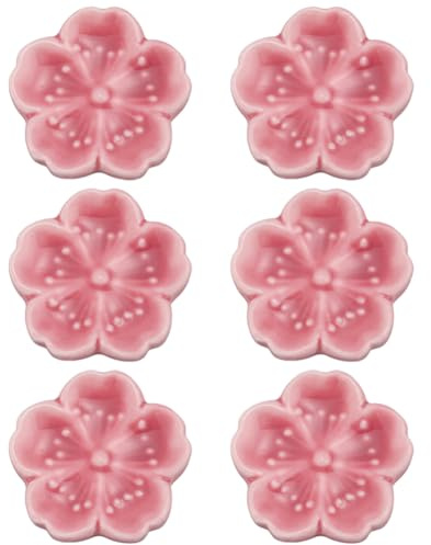 CRASPIRE 6 Soporte de Cerámica para Palillos con Diseño de Flor Cerezo Bonito Soporte Rosa para Palillos Bolígrafos Portátil Elegante Y Práctico Tenedores Cucharas Pinceles Regalo Catering Y Hoteles