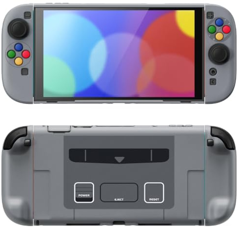 PlayVital Solid-Color-Schutzhülle für Nintendo Switch 2 (2025), rutschfeste Hülle Dockbares Case mit Klappständer & Joystick-Kappen für Nintendo Switch 2 Zubehör-SFC SNES Classic EU Style | Hardcover Hülle Für Nintendo Switch 2 Joycon,Andockbare Griffschutz-SFC SNES Classic EU Style