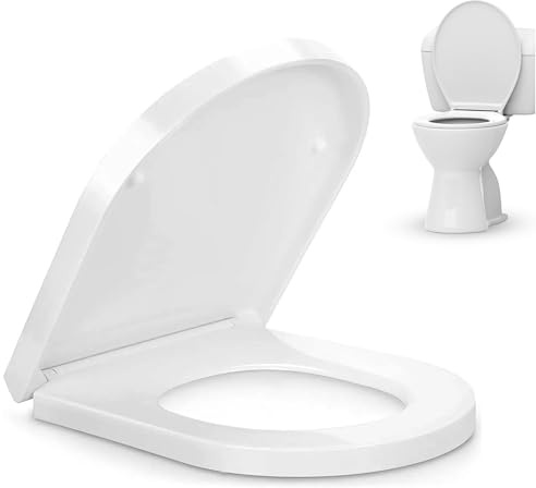 TB1 Products Soft Close D Shape Toilet Seat – Quick Release White Toilet Seat with Easy Top Fixing – Comfortable Thermoplastic Design – Universal Fit Toilet Seats for Modern Bathrooms