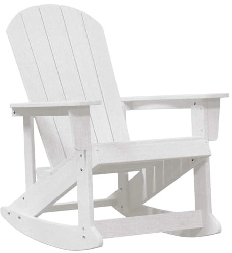 vidaXL Adirondack-Schaukelstuhl Weiß HDPE | Zeitloser Adirondack-Stil für Außenbereiche, Aus hochwertigem Naturholz gefertigt, Neigbare Rückenlehne für mehr Entspannung