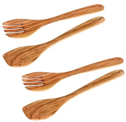 Fackelmann 9313650 Lot de 2 Couverts à salade, Ustensile de cuisine, Olivier, Bois, 30 cm