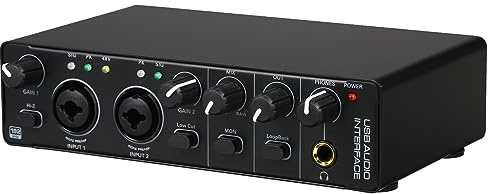 TFixol Carte son USB RHM 2 entrées 2 sorties o face son d avec Phan 48 V pour mixeur professionnel et préamplificateur de micro Ports XLR/TSR/TS pour guitariste chanteur Noir