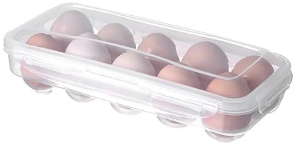 ZHOUXYFDC Fridge Organisers 10/18 Grid Egg Storage Box Egg Tray with Lid Kitchen Refrigerator Egg Box Egg Drop Rack Egg Storage Boxes Fridge Egg Organizer(10 Grids)