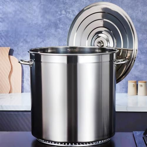 GAOBINGB Olla sopera de Acero Inoxidable 304 de Grado alimenticio, Resistente, Grande, con Tapa y Asas ergonómicas para cocinas de Gas y de inducción. Olla de Cocina de Calidad Comercial.
