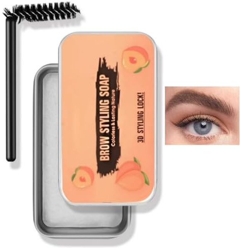 Clear Brow Gel For Natural Brows,Eyebrow Setting Gel,Smudge-Proof Brow Soap, Long-Lasting Styling Pomade,Lightweight Soap Kit For Easy Shaping & Definition,Non-Sticky,With Quick-Dry Honey Peach Wax