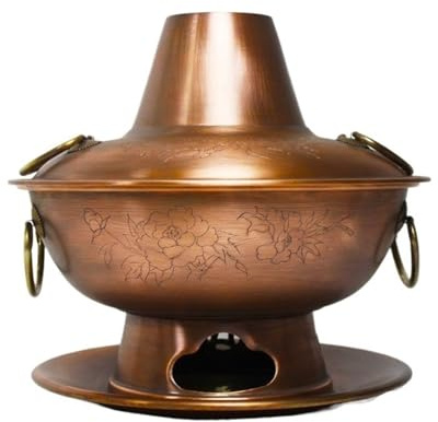 Pentola Calda in Rame Fatta a Mano, pentola Shabu-Shabu Spessa 36 cm, pentola Calda Tradizionale Giapponese per Cucinare in casa, pentola per Cucinare a Carbone Resistente ed Elegante