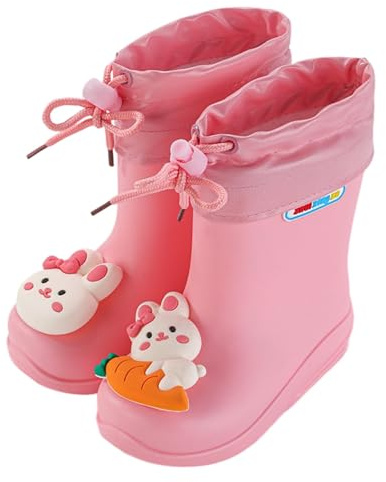 Hixingo Stivali Pioggia Bambino, Leggeri Stivali Pioggia Bambina e Bambino Antiscivolo, Stivaletti Scarpe per Bambini Unisex 3-15 Anni, per All'aperto, Piovere, Nevicare (Rosa,31)