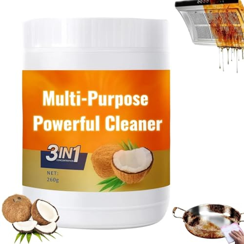 Nettoyant puissant multi-usages, dégraissant puissant pour cuisine, pâte nettoyante à l'huile de coco pour four, micro-ondes, plaques de cuisson, carrelage et inox (1)