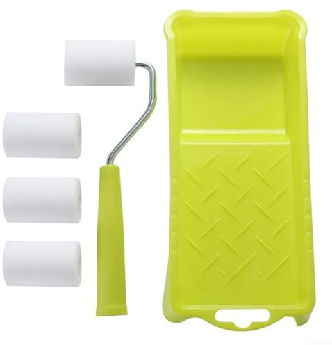 Foam Paint Roller Set 2 Inch with Small Tray for Painting Door Frames, Moldings, Edges, and Small Repair Jobs Compatible with Multiple Paint Types (D)