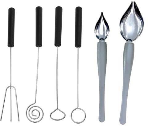 VEOIRXU 6 Stück Edelstahl Deko Tools 2 Pcs Dekorierlöffel + 4 Pcs Dekolöffel Dekoriergabeln Löffel Edelstahl Gabeln Edelstahl Dekorlöffel Kuchen Für Kuchen Schokolade Gebäck Dekorieren
