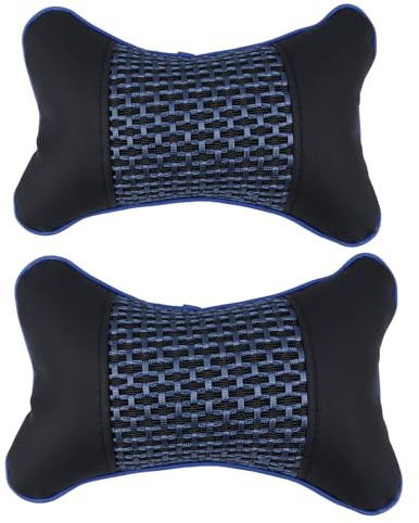 BUGUUYO Autokissen Nackenstützkissen aus Kunstleder mit Pp Baumwolle Ergonomisches Design für Kopf und Lendenwirbelsäule für Fahrer und Beifahrersitz