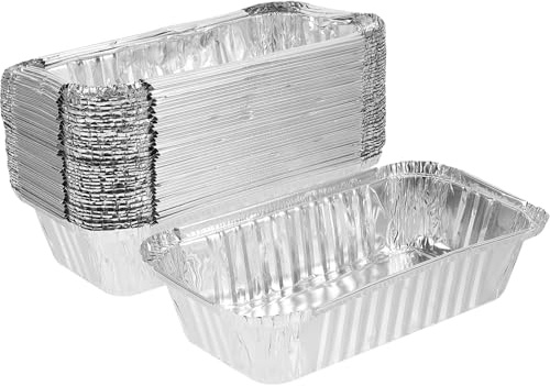 Toyvian Cajas de Aluminio para Hornear 50 Unidades, Bandejas Desechables Resistentes al Calor, Multifunción para Barbacoa, Picnic y Almacenamiento de Alimentos, Tamaño Compacto sin Tapa