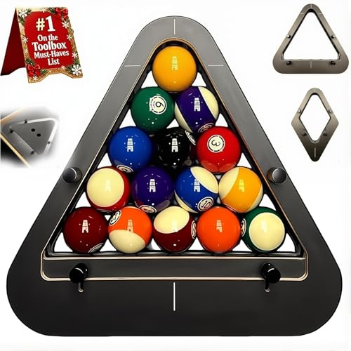 Professional Billiard Rack, 8/9-Ball Pro Rack with Machined Aluminium for Consistent Tight Racking, Pool Table Accessory