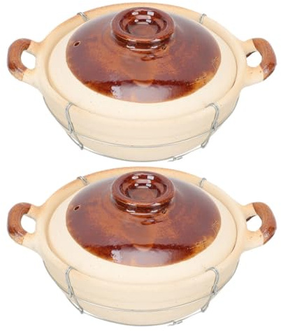 Yardwe Olla de Barro con Mango Persona 0,5l, Cazuela para Arroz y Guisos, Resistente al Calor, Color Blanco, Utensilio de Cocina Versátil para Horno y Estofado