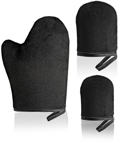 Sibba 3 Pcs Self Tanning Mitt Applicator Body Brush Back Tanner Applicator Kit Ultra Soft Natural Tanning Mitt Reusable Self Tannings Glove with Thumb for Tannings Mousse or Lotion, Prevents Staining