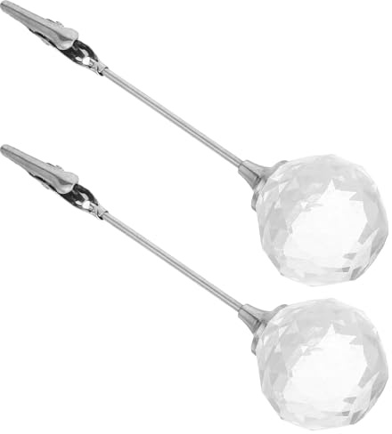 TOYZFRIENDY 2 Stück Eleganter Tischkartenhalter aus Kristall und Eisen mit 12cm Kristallkugel Platzsparend und Sicher für Visitenkarten und Notizen bei Partys und Büro