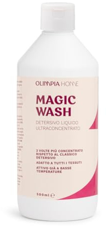 Magic Wash - Detersivo Liquido Lavatrice Ultra Concentrato 3X | Detersivo per Lavatrice Professionale per Bucato Perfetto | Efficace da 20° per Tutti i Tessuti, Neonati e Delicati | 500ml - 50 Lavaggi