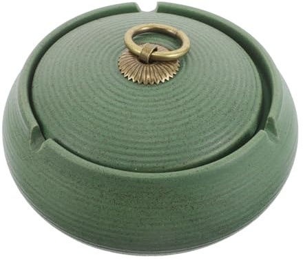 MUSISALY Cenicero de Cerámica Base Estable y Diseño Lindo con Tapa para Exterior E Interior Adecuado para Escritorio y Decoración del Hogar