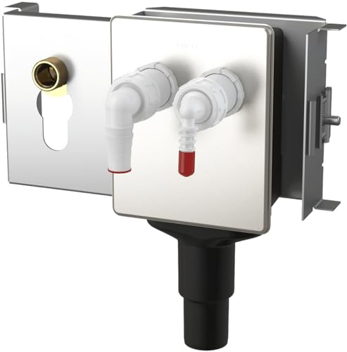 Alcadrain Telaio di montaggio per sifone da incasso per lavatrice per il collegamento di due dispositivi, struttura in acciaio inox Alcasystem
