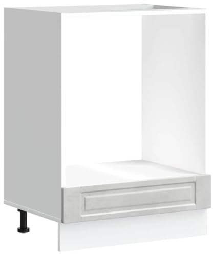 Roanoer Armoire encastrable Porto de 60 cm de large, meuble de cuisine pour four et micro-ondes, meuble de four en bois robuste, gris béton, dimensions 60 x 46 x 81,5 cm