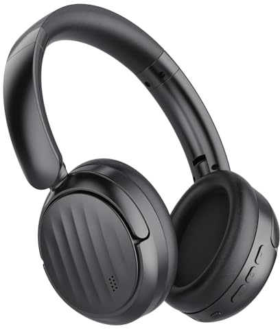 MMWOWARTS Bluetooth Headphones with Active Noise Cancelling (ANC), Wireless Over Ear Bluetooth Headsets with 35H Playtime, HiFi Stereo Foldable Headphones with Foam Ear Cups for Sports, Travel, Black