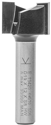 ENT 13420 Fresa para desbaste, en carburo, vástago (S) de 8 mm, diámetro (D) de 19 mm, NL 12 mm, SL 32 mm, GL 44 mm