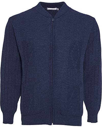 Mens Knitted Cardigan Classic Style Cardigans V Neck Zipper Jumper Plain Coloured (X-Large, Navy)