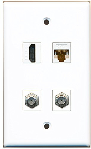RiteAV - Cavo coassiale HDMI a 2 Porte, Tipo F, 1 Porta Cat6 Ethernet, Colore: Bianco