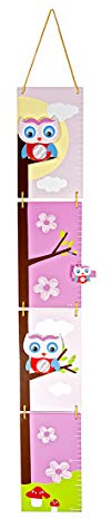 Mousehouse Gifts Kinder Messlate Holz Rosa Eule für Mädchen Kinderzimmer