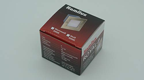 Kamilux 1 x LED Wandeinbauleuchte #230V Royal, Stufenbeleuchtung IP54, Treppenlicht, innen Räume#warmweiss