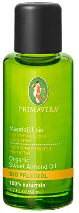 PRIMAVERA Pflegeöl Mandelöl bio 50 ml – naturreine Pflanzenkraft – Glasflasche – Aromaöl, Körperöl, Naturkosmetik - gut verträglich, schützend, lindert Hautrötungen – vegan