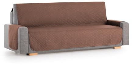 Textilhome Sofaschoner Adele 3-Sitzer Gesteppt Wendbar Universal Braun | Reversibler, gesteppter Sofaschutz mit universeller Passform. Schützt vor Flecken, Tierhaaren, Staub und Abnutzung. Waschbar.
