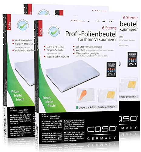 Caso Profi- Folienbeutel 16x23cm / 50 Beutel für Vakuumierer Caso (4er Pack)