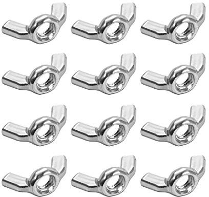 sourcing map 1/4-20 Wing Nuts, Carbon Steel Zinc Plated Fasteners Parts Hurrican Screws Hand Twist Tighten Ear Butterfly Nut, 12pcs