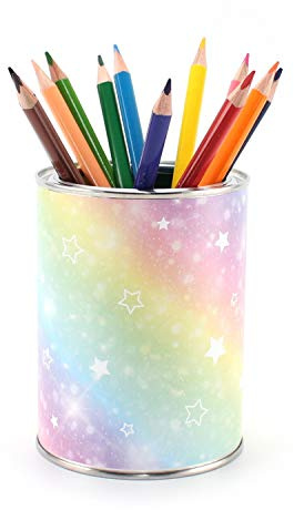 Stiftebecher Regenbogen inkl. 12 Dreikant Buntstiften| Kinder Stifteköcher Stiftehalter Schreibtisch Organizer Mädchen Junge