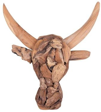 Beliani Figura decorativa legno chiaro BULL