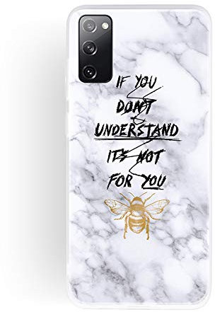 HopMore Hülle für Samsung Galaxy S20 FE / S20 FE 5G Matt Weich Silikon Weiß Marmor Handytasche Handyhülle Muster Schlank Transparent Bumper Soft Schutzhülle Stoßfest Dünn Cover - Biene